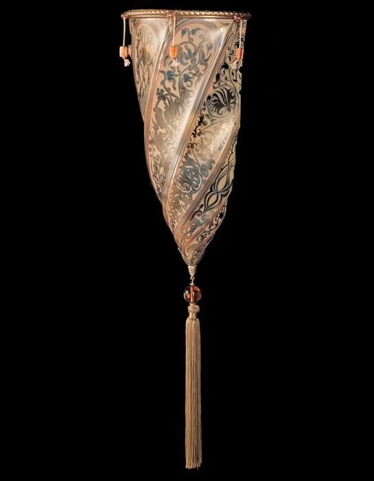 gothic style wall lamps with dark finishes for a mysterious libraryFortuny Style Wall Light With Art Nouveau Motifs
