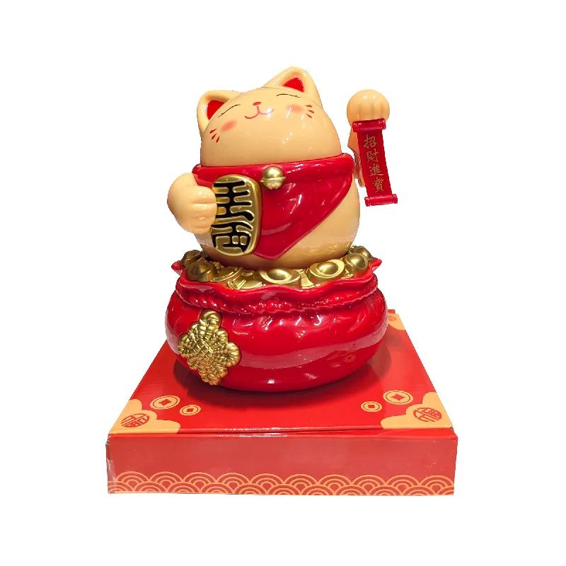 Waterproof String Lights for Patio DecorSolar Power Lucky Cat on Bag of Ingots and Pedestal - Light Brown Waterproof String Lights for Patio DecorSolar Power Lucky Cat on Bag of Ingots and Pedestal - Light Brown