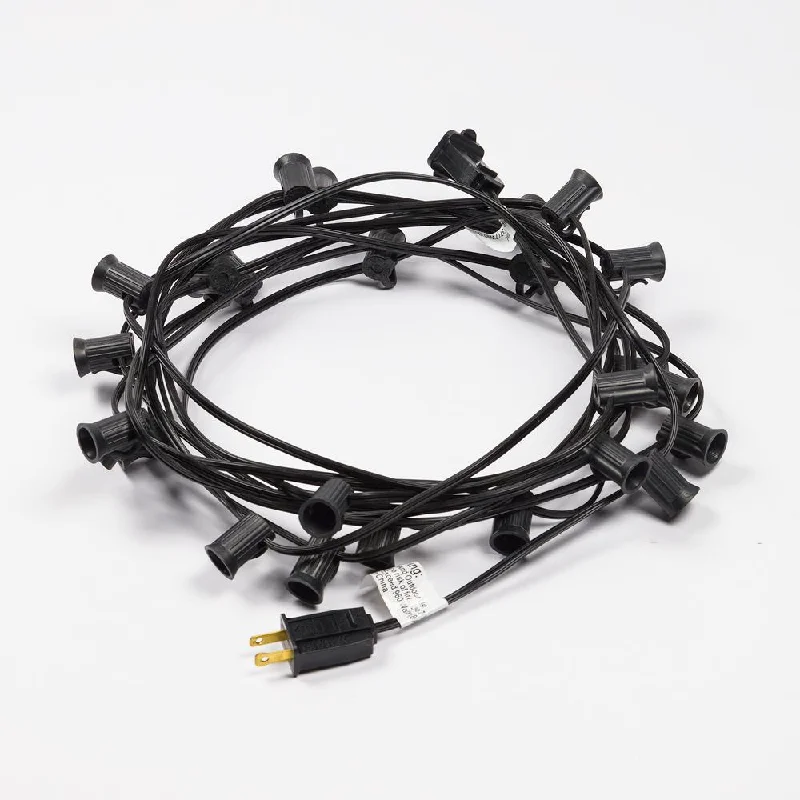 String Lights for Camping Trips(Cord Only) 31 FT | 10 Socket Outdoor Patio String Light Black Cord w/ E12 C7 Base String Lights for Camping Trips(Cord Only) 31 FT | 10 Socket Outdoor Patio String Light Black Cord w/ E12 C7 Base
