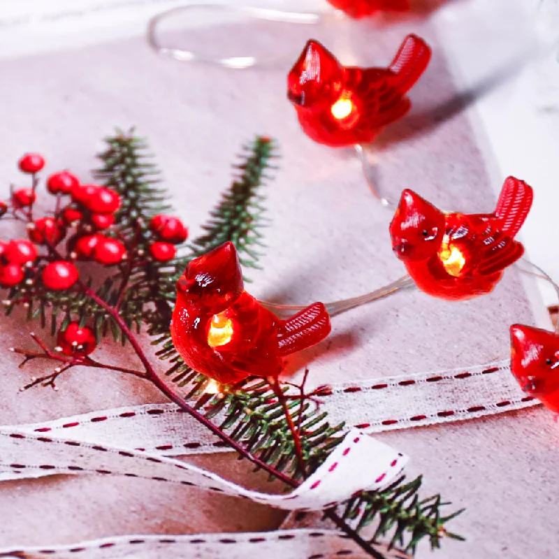 String Lights for DIY Home Decor ProjectsChristmas Red Snow Bird Decor String Lights