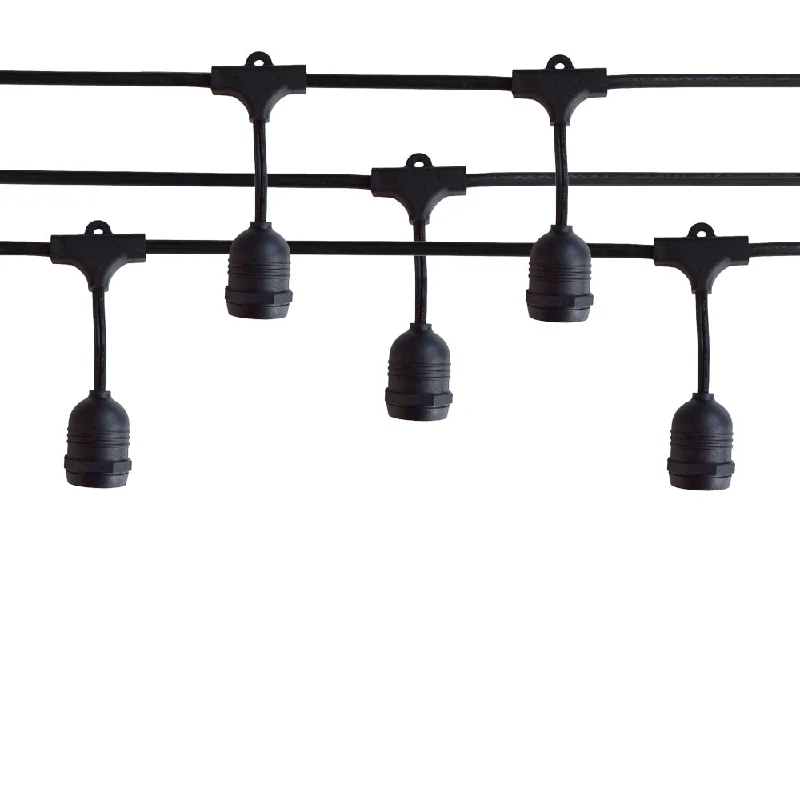 Battery - Operated String Lights for Indoor Use(Cord Only) 15 Suspended Socket Outdoor Commercial Weatherproof SJTW String Light Set, 48FT Black Cord w/ E26, 14AWG Battery - Operated String Lights for Indoor Use(Cord Only) 15 Suspended Socket Outdoor Commercial Weatherproof SJTW String Light Set, 48FT Black Cord w/ E26, 14AWG