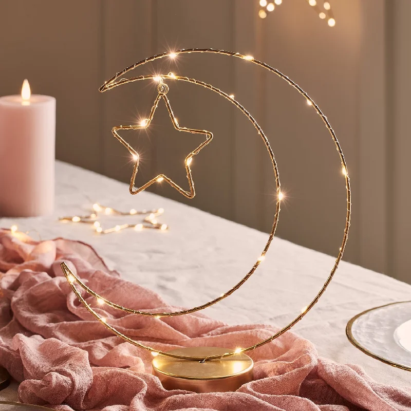 String Lights with Clear Bulbs for a Classic LookGold Moon and Star Micro Light Table Decoration