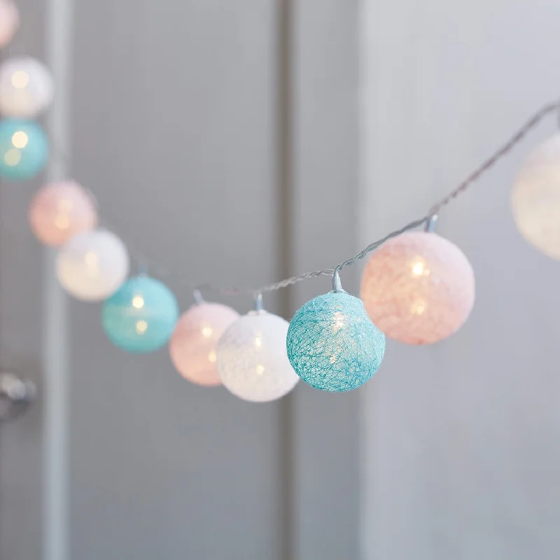 String Lights for Hotel Courtyard Lighting20 Pastel Cotton Ball Fairy Lights