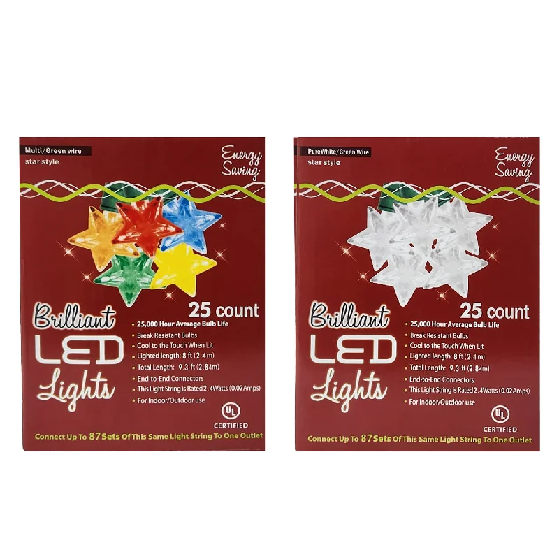 String Lights with Edison Bulbs for Rustic Ambiance25 Ct. Brilliant Stars LED Lights - Multicolor or White String Lights with Edison Bulbs for Rustic Ambiance25 Ct. Brilliant Stars LED Lights - Multicolor or White