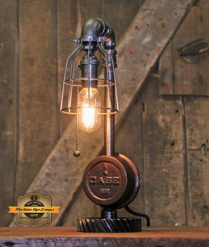 Waterproof Industrial Lighting for Wet AreasSteampunk Industrial / Antique Case Tractor Wheel Hub / Gear / Lamp #2700 Waterproof Industrial Lighting for Wet AreasSteampunk Industrial / Antique Case Tractor Wheel Hub / Gear / Lamp #2700