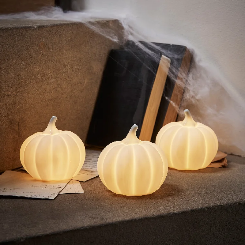 Battery - Operated String Lights for Indoor UseMini Light Up Ceramic Pumpkin Trio