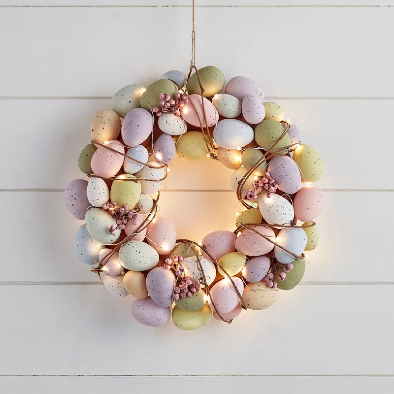 LED String Lights with Warm White Glow33cm Egg Easter Wreath Micro Light Bundle