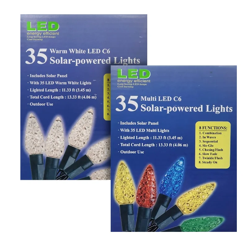 String Lights for Wedding Receptions35 LED C6 Solar Powered Lights - Multi or Warm White