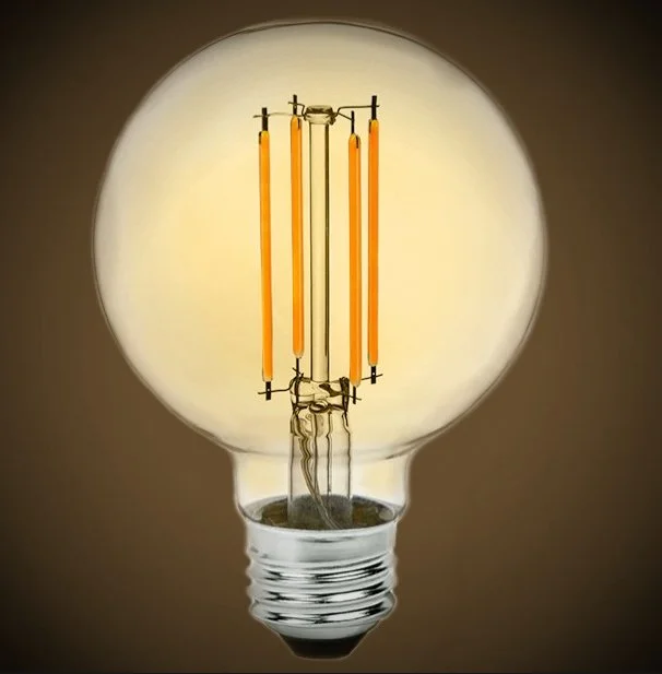 Retro Edison filament light bulbsLED Filament Edison Light Bulb - G30 Globe - 5 Watt - Amber - 2200K Retro Edison filament light bulbsLED Filament Edison Light Bulb - G30 Globe - 5 Watt - Amber - 2200K