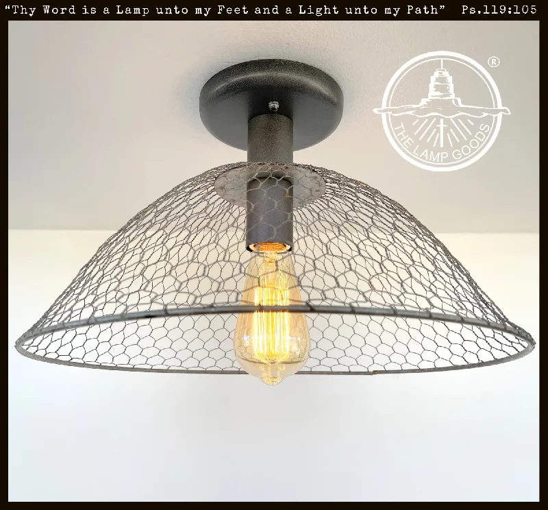 Adjustable Industrial Lighting for Flexible IlluminationCHICKEN WIRE Farmhouse Ceiling Light Adjustable Industrial Lighting for Flexible IlluminationCHICKEN WIRE Farmhouse Ceiling Light