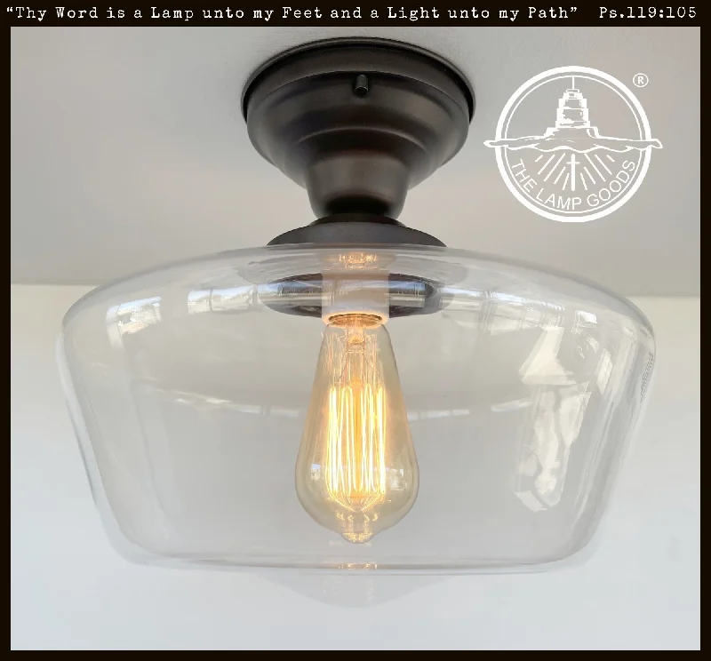 Industrial Lighting with High CRI (Color Rendering Index) for True Color PerceptionLarge Schoolhouse Clear Glass Ceiling Light