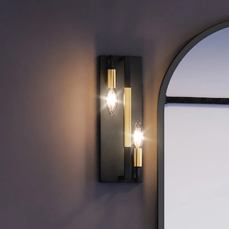 Color - Tunable Industrial Lighting for Special ApplicationsUEX2171 Luxe Industrial Bath Light 5''H x 15''W, Matte Black & Satin Brass Finish, Bellevue Collection Color - Tunable Industrial Lighting for Special ApplicationsUEX2171 Luxe Industrial Bath Light 5''H x 15''W, Matte Black & Satin Brass Finish, Bellevue Collection
