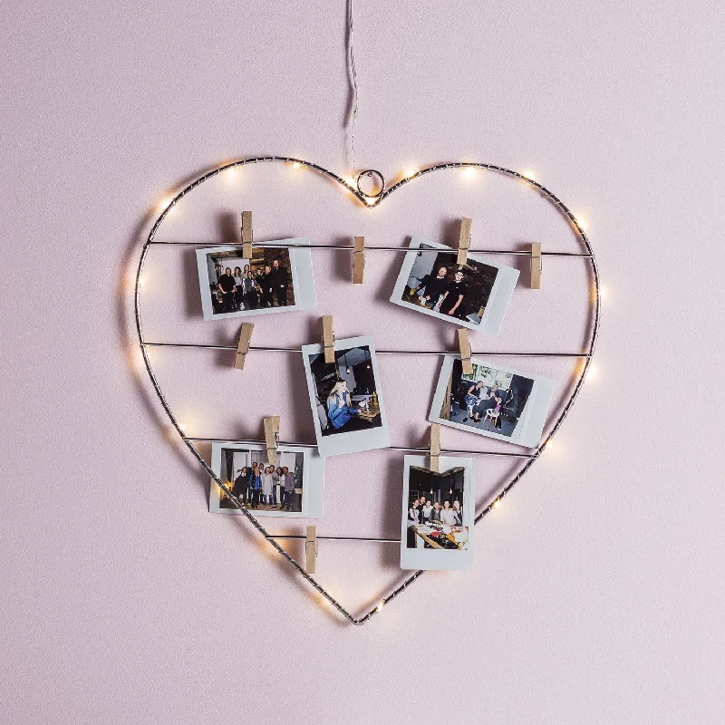String Lights with Clear Bulbs for a Classic LookMicro Light Heart with Pegs