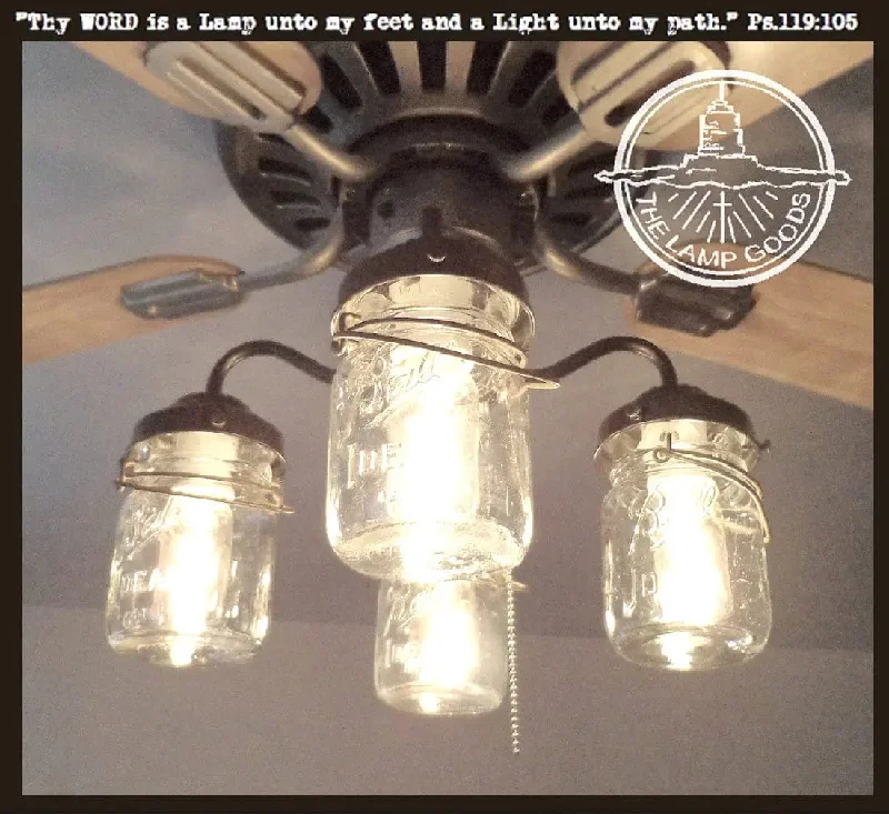 Waterproof Industrial Lighting for Wet AreasVintage Mason Jar LIGHT KIT for Ceiling Fan Waterproof Industrial Lighting for Wet AreasVintage Mason Jar LIGHT KIT for Ceiling Fan