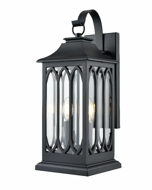 Dust - Resistant Industrial Lighting for Dirty WorkspacesMallorey Outdoor Wall Sconce - Powder Coated Black - Clear Glass - 9.83in. Extension - E12 Candelabra Base