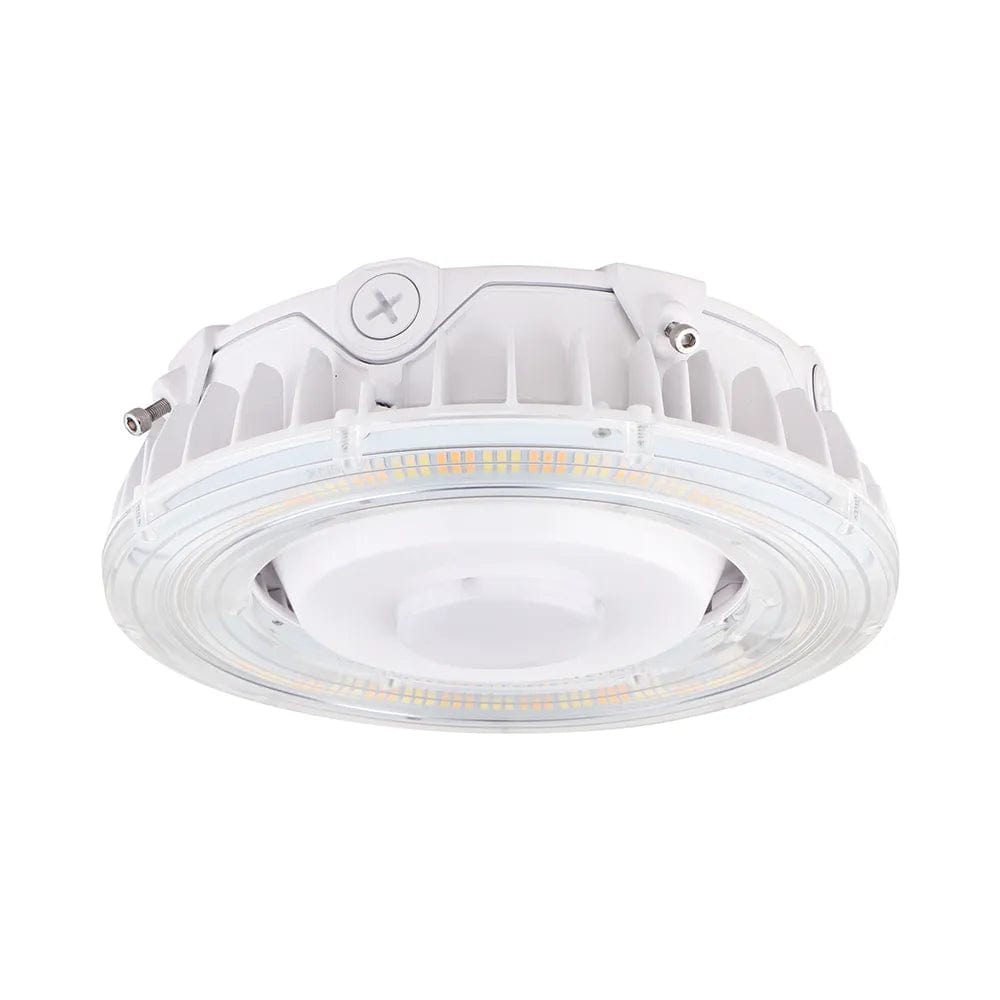 Industrial Lighting for Automotive Manufacturing Plants100W LED Round Parking Garage Light - 3K/4K/5K CCT - 150 Degree Beam - White Finish Industrial Lighting for Automotive Manufacturing Plants100W LED Round Parking Garage Light - 3K/4K/5K CCT - 150 Degree Beam - White Finish