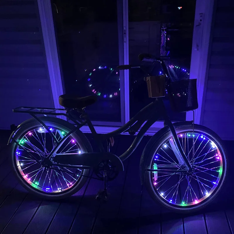 String Lights with Clear Bulbs for a Classic LookLED Bike Wheel Lights 2-Tire Pack
