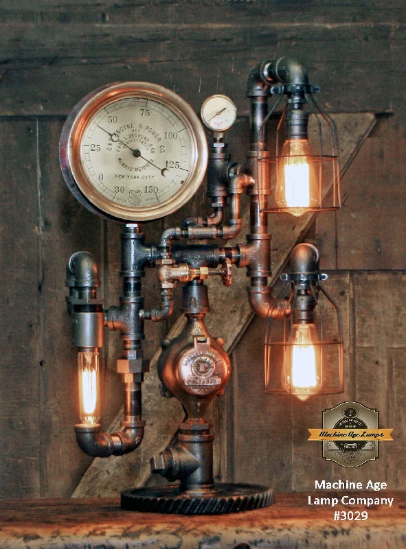 Industrial Lighting for Printing Press FacilitiesSteampunk Industrial / Steam Gauge Lamp / New York / Marine / Nautical / Lamp #3029 Industrial Lighting for Printing Press FacilitiesSteampunk Industrial / Steam Gauge Lamp / New York / Marine / Nautical / Lamp #3029