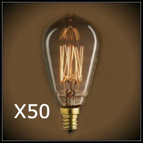 Decorative LED Edison light bulbs for weddingsVintage Nostalgic ST15 Edison Bulb - 40 watts - Candelabra Base - 50 Bulb Pack Decorative LED Edison light bulbs for weddingsVintage Nostalgic ST15 Edison Bulb - 40 watts - Candelabra Base - 50 Bulb Pack