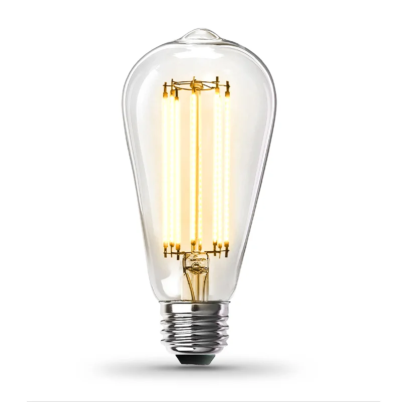 Nickel plated base Edison light bulbs15W (100W Replacement) ST19 E26 Dimmable Straight Filament Clear Glass Vintage Edison LED Light Bulb, Warm Light Nickel plated base Edison light bulbs15W (100W Replacement) ST19 E26 Dimmable Straight Filament Clear Glass Vintage Edison LED Light Bulb, Warm Light