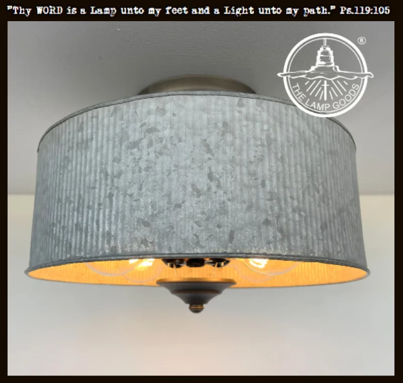 Dimmable Industrial Lighting for Ambiance ControlGalvanized Barn Drum Modern Farmhouse Ceiling Light Dimmable Industrial Lighting for Ambiance ControlGalvanized Barn Drum Modern Farmhouse Ceiling Light