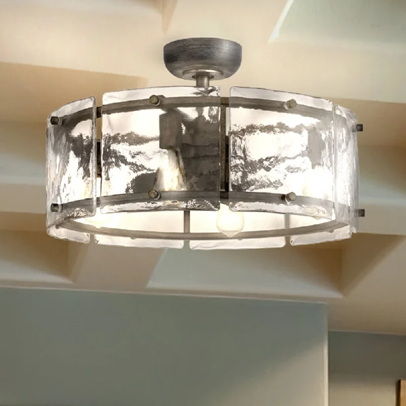 Industrial Lighting for Printing Press FacilitiesUQL9110 Tuscan Indoor Ceiling Fan, 9.75''H x 24.25''W x 24.25''D, Mottled Silver Finish, Nantes Collection Industrial Lighting for Printing Press FacilitiesUQL9110 Tuscan Indoor Ceiling Fan, 9.75''H x 24.25''W x 24.25''D, Mottled Silver Finish, Nantes Collection