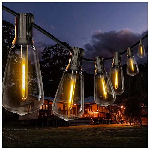 Nickel plated base Edison light bulbsDAYBETTER 50ft Outdoor String Lights Waterproof, ST38 Globe Led Patio Lights with 12 Edison Vintage Bulbs, Connectable Outdoor Lights for Yard Porch Bistro Nickel plated base Edison light bulbsDAYBETTER 50ft Outdoor String Lights Waterproof, ST38 Globe Led Patio Lights with 12 Edison Vintage Bulbs, Connectable Outdoor Lights for Yard Porch Bistro