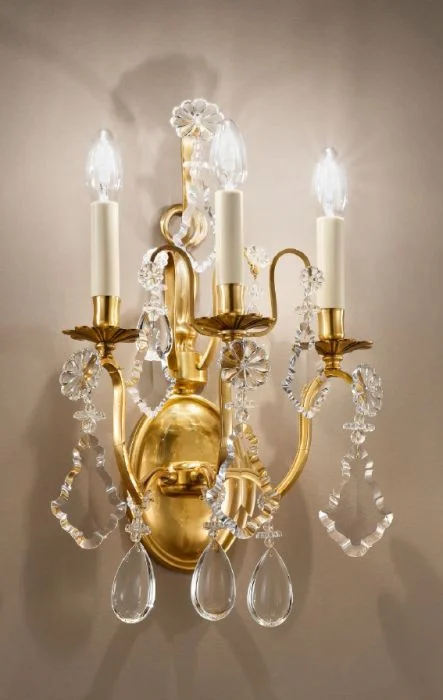 marble wall lamps with luxurious veining for high - end living spacesItalian Wall Light With Bohemian Crystal Decoration