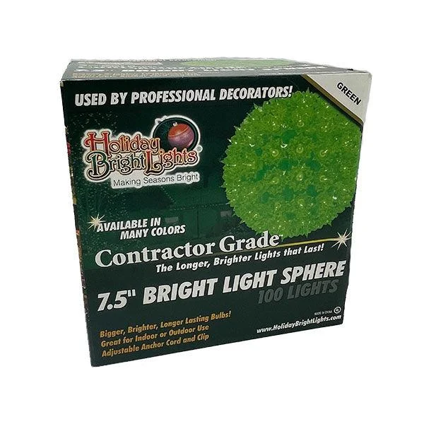 String Lights for Restaurant Outdoor SeatingBright Light Sphere 7.5" Green