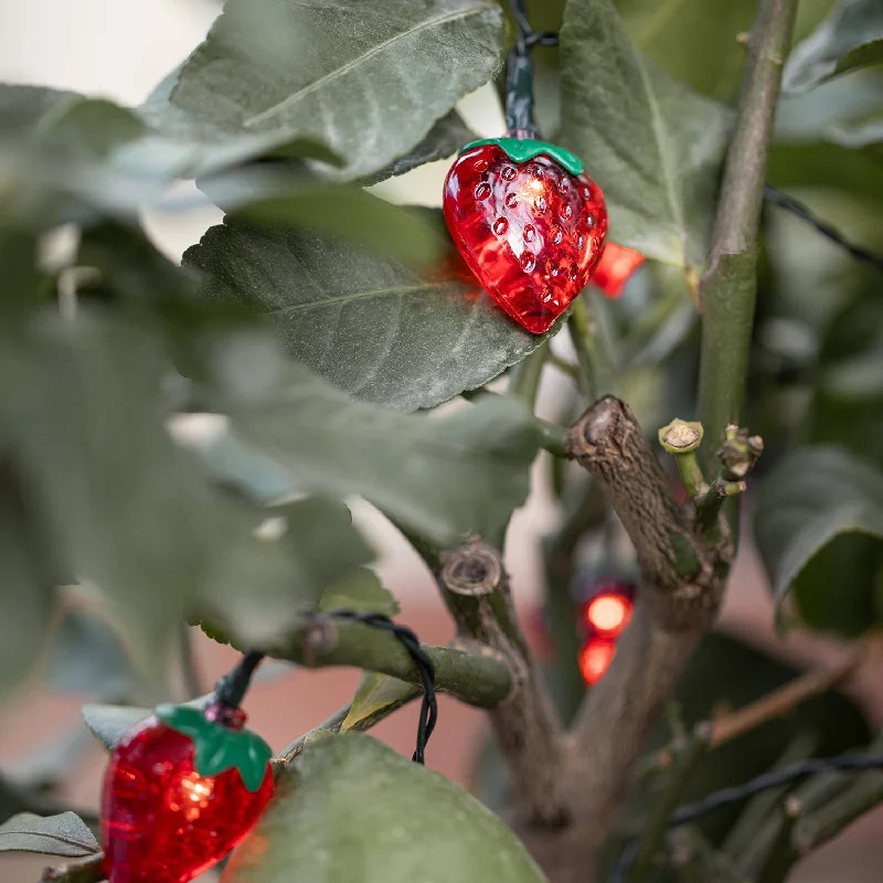 Twinkling String Lights for a Magical Atmosphere20 Strawberry Solar String Lights