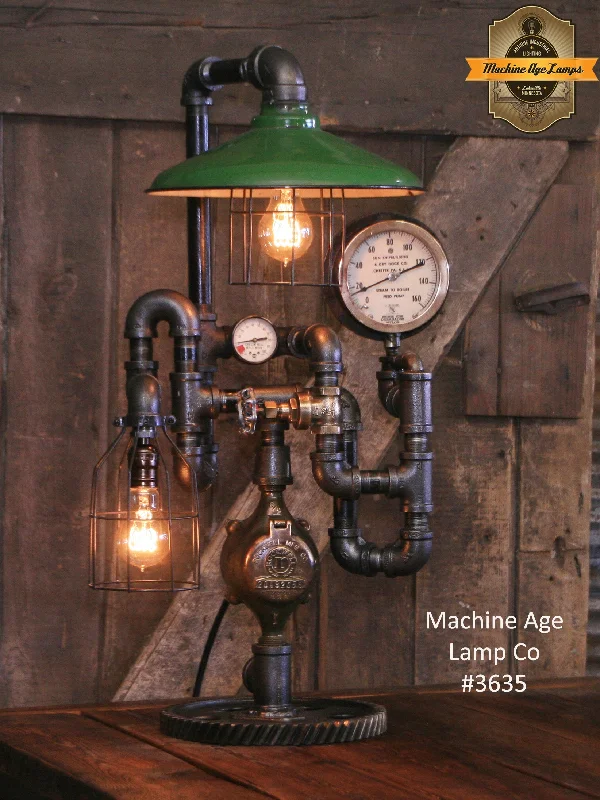 Adjustable Industrial Lighting for Flexible IlluminationSteampunk Industrial / Machine Age Lamp / Antique Steam Gauge / Ship / Nautical / Lamp #3635 Adjustable Industrial Lighting for Flexible IlluminationSteampunk Industrial / Machine Age Lamp / Antique Steam Gauge / Ship / Nautical / Lamp #3635
