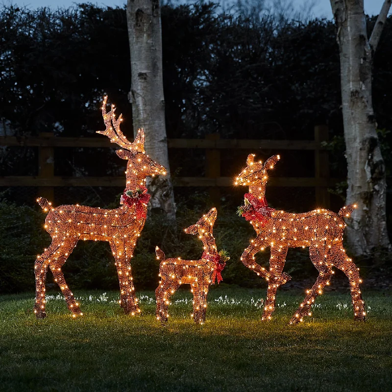 LED String Lights with Warm White Glow1.2m Harewood Brown Glitter LED Light Up Reindeer Family LED String Lights with Warm White Glow1.2m Harewood Brown Glitter LED Light Up Reindeer Family