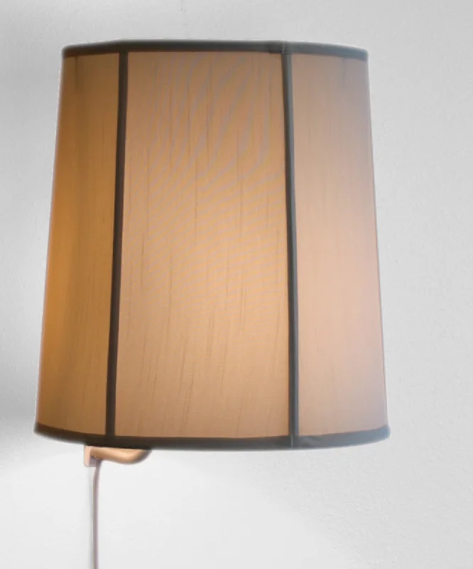 glass wall lamps with frosted glass for soft, diffused lightFloating Shade Plug-In Wall Light Egg Shell Shantung 14x16x17 glass wall lamps with frosted glass for soft, diffused lightFloating Shade Plug-In Wall Light Egg Shell Shantung 14x16x17