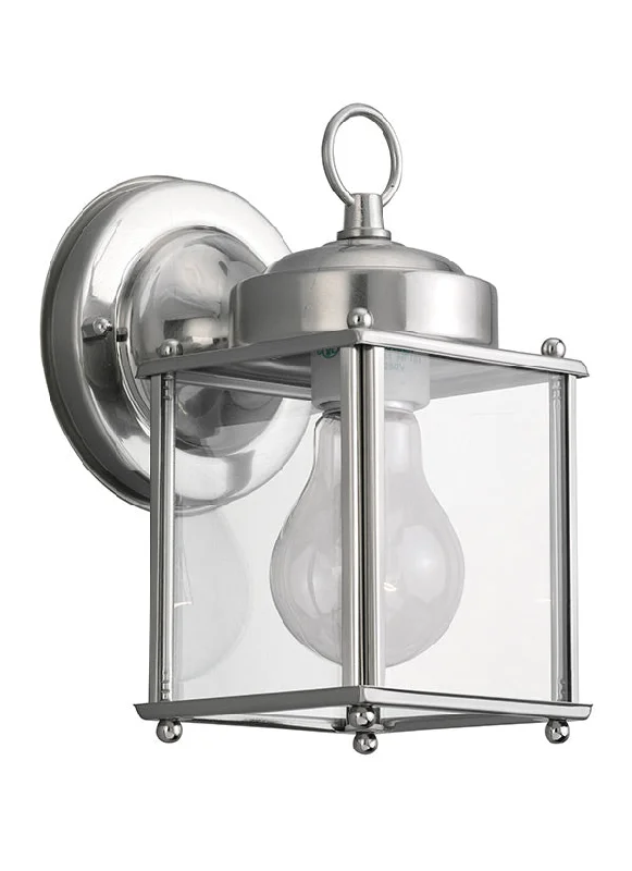 asian - inspired wall lamps with bamboo or paper shades for a zen - like New Castle Collection - One Light Outdoor Wall Lantern | Finish: Antique Brushed Nickel - 8592-965 asian - inspired wall lamps with bamboo or paper shades for a zen - like New Castle Collection - One Light Outdoor Wall Lantern | Finish: Antique Brushed Nickel - 8592-965