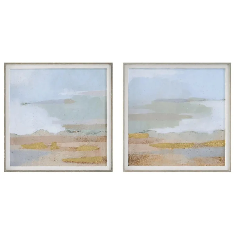 Abstract Coastline Framed Prints - Set of 2