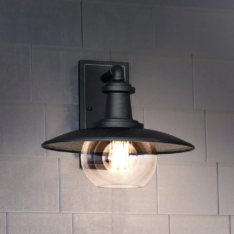 Industrial Pendant Lighting for Machine ShopsUEX1091 Farmhouse Outdoor Wall Sconce 12''H x 13''W, Matte Black Finish, Easton Collection Industrial Pendant Lighting for Machine ShopsUEX1091 Farmhouse Outdoor Wall Sconce 12''H x 13''W, Matte Black Finish, Easton Collection