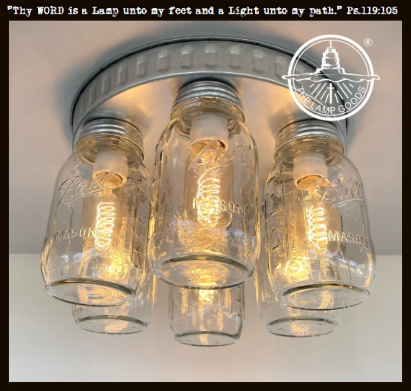 Adjustable Industrial Lighting for Flexible IlluminationRustic Mason Jar CEILING Light Fixture 6-Light Flush Mount Adjustable Industrial Lighting for Flexible IlluminationRustic Mason Jar CEILING Light Fixture 6-Light Flush Mount