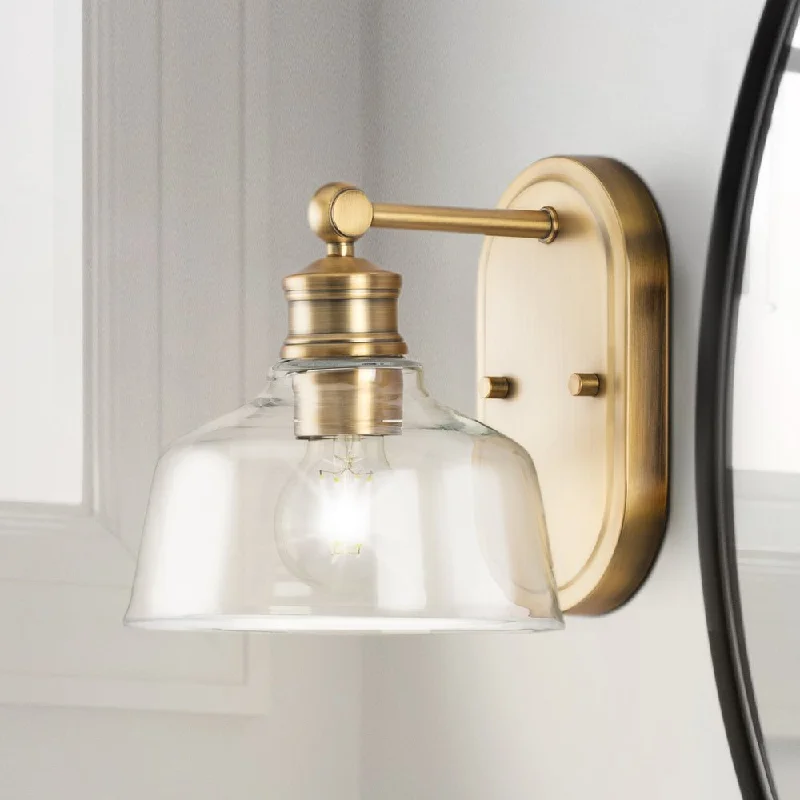 Industrial Lighting for Metal Fabrication ShopsUHP4871 Vintage Indoor Bath Light, 8''H x 9"W x 7-5/8''D, Vintage Brass Finish, Lubbock Collection Industrial Lighting for Metal Fabrication ShopsUHP4871 Vintage Indoor Bath Light, 8''H x 9"W x 7-5/8''D, Vintage Brass Finish, Lubbock Collection