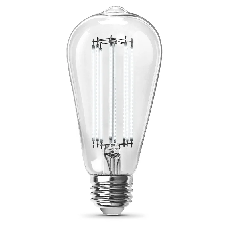 Modern Edison light bulbs with advanced filaments15W (100W Replacement) ST19 E26 Dimmable Straight Filament Clear Glass Vintage Edison LED Light Bulb, Daylight (2-Pack) Modern Edison light bulbs with advanced filaments15W (100W Replacement) ST19 E26 Dimmable Straight Filament Clear Glass Vintage Edison LED Light Bulb, Daylight (2-Pack)