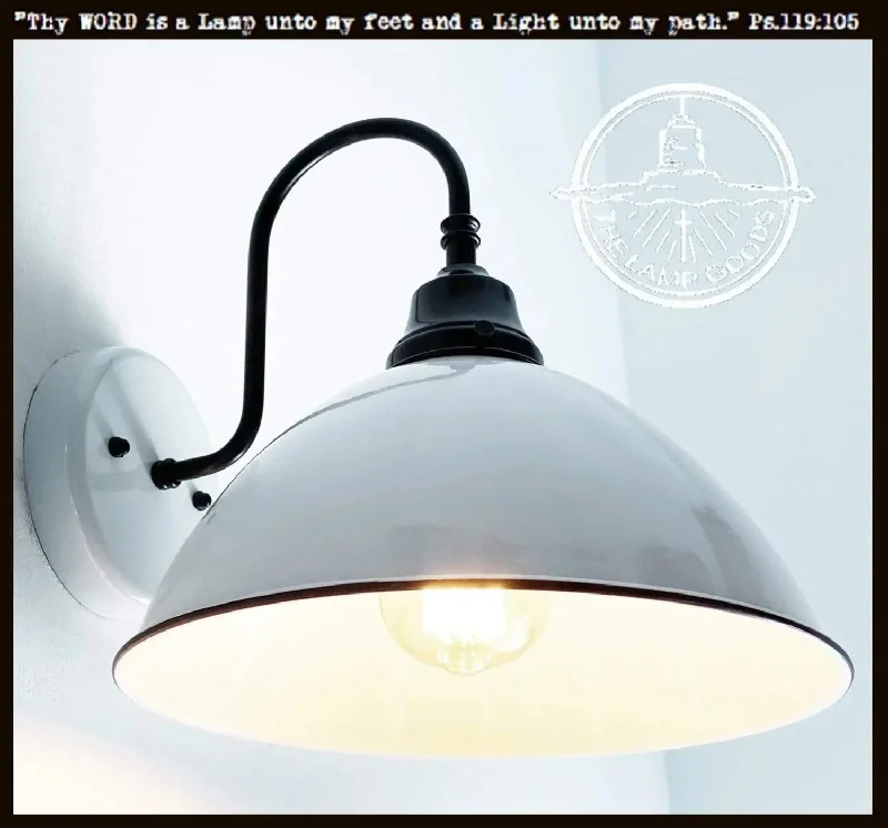 Industrial Lighting for Furniture FactoriesLarge White Enamel Wall Sconce Light