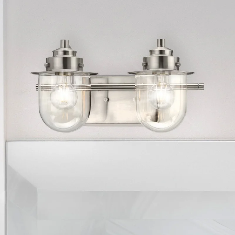 Low - Bay Industrial Lighting Fixtures for Small FactoriesUHP4743 Nautical Indoor Bath Light, 8''H x 7-1/2"W x 15-1/2''D, Brushed Nickel Finish, Napoleon Collection Low - Bay Industrial Lighting Fixtures for Small FactoriesUHP4743 Nautical Indoor Bath Light, 8''H x 7-1/2"W x 15-1/2''D, Brushed Nickel Finish, Napoleon Collection