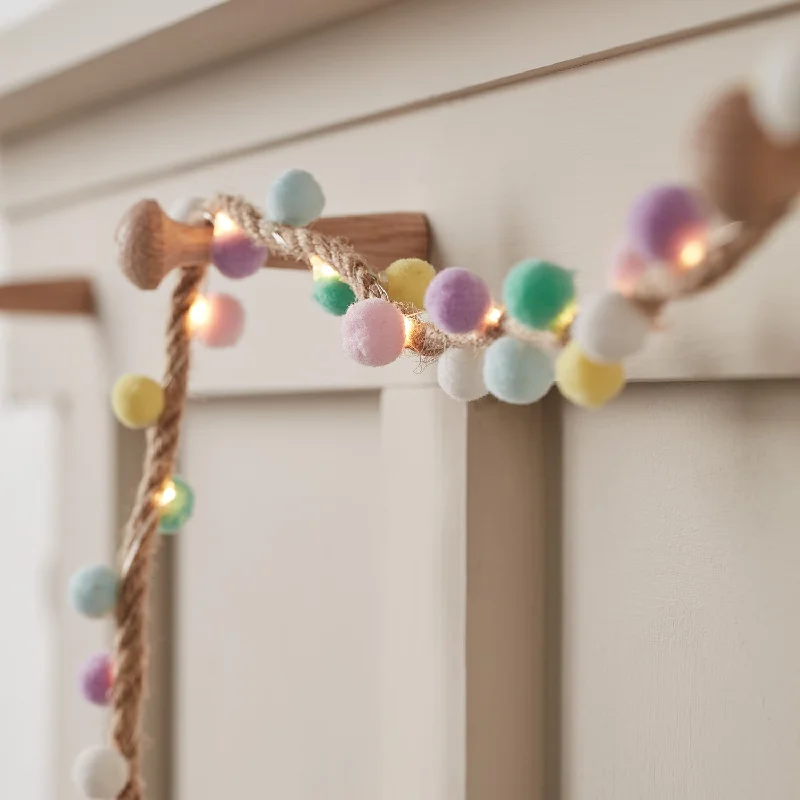 String Lights for Wedding ReceptionsPastel Pompom LED Fairy Light Garland