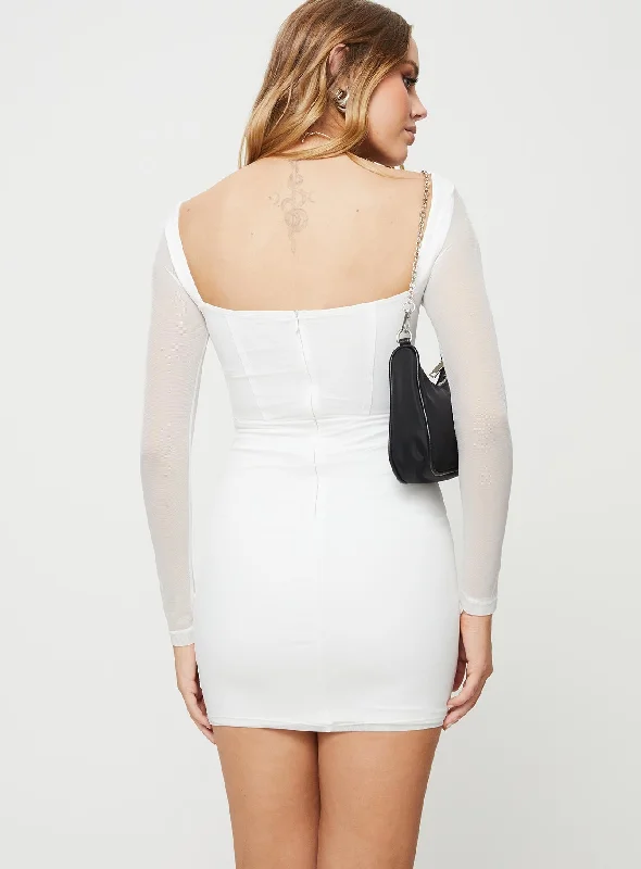 Crowther Long Sleeve Mini Dress White