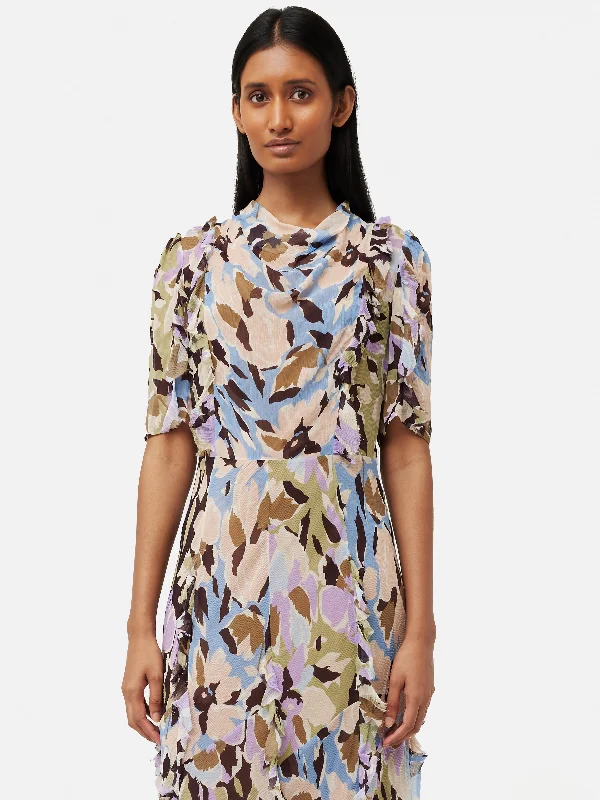 Graphic Pansy Crinkle Dress | Lilac