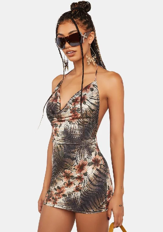 La Playa Sequin Cowl Neck Dress