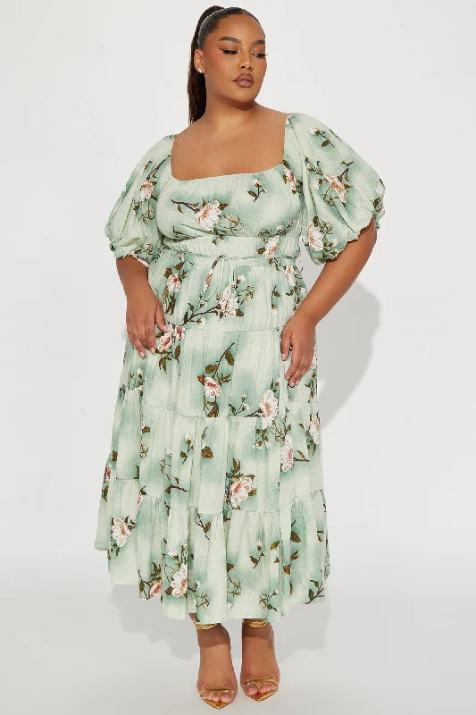 Magnolia Tiered Midi Dress - Sage