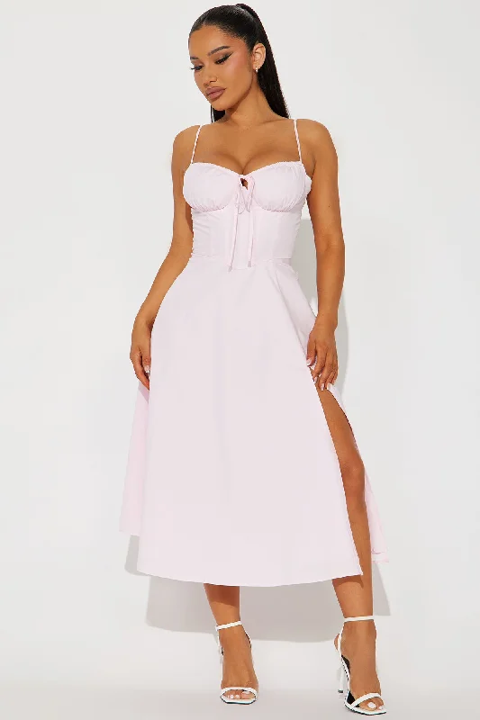 Oh Darling Poplin Midi Dress - Pink