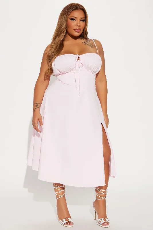 Oh Darling Poplin Midi Dress - Pink