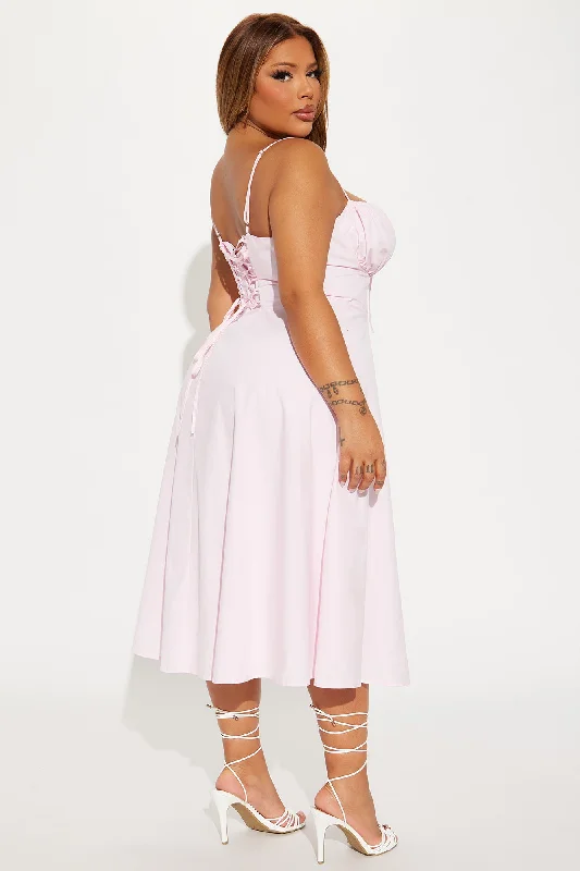 Oh Darling Poplin Midi Dress - Pink