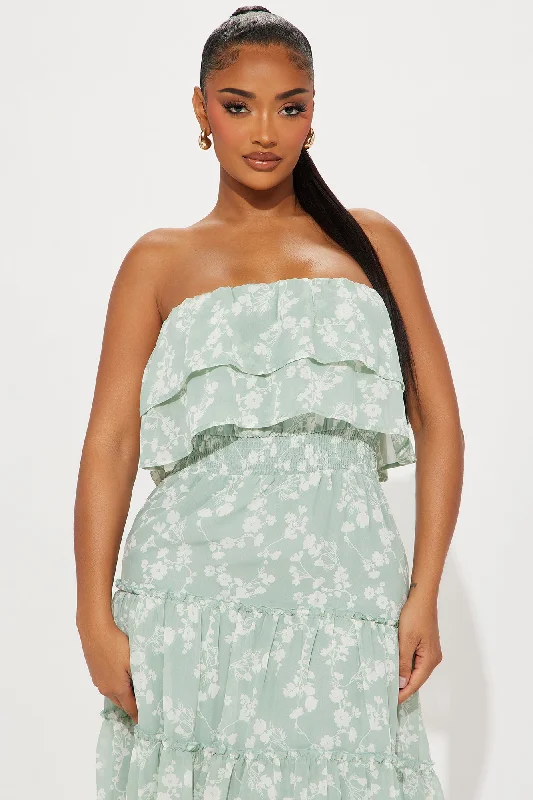 Sandra Chiffon Midi Dress - Green/combo